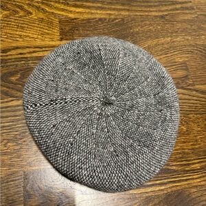 Zara Wool Knit Beret, Gray & Black, Size: M (58 cm)